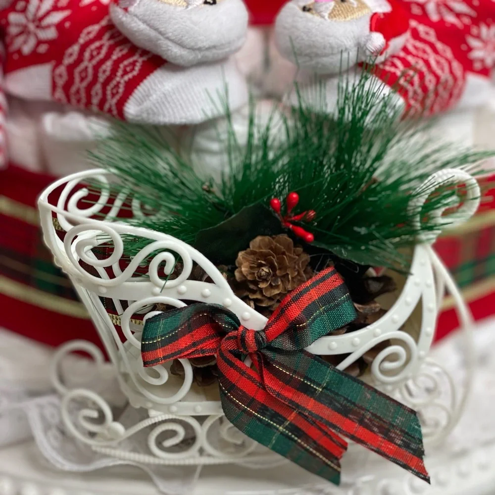 Christmas Diaper Cake,1st Christmas Diaper Cake, Christmas Baby Shower